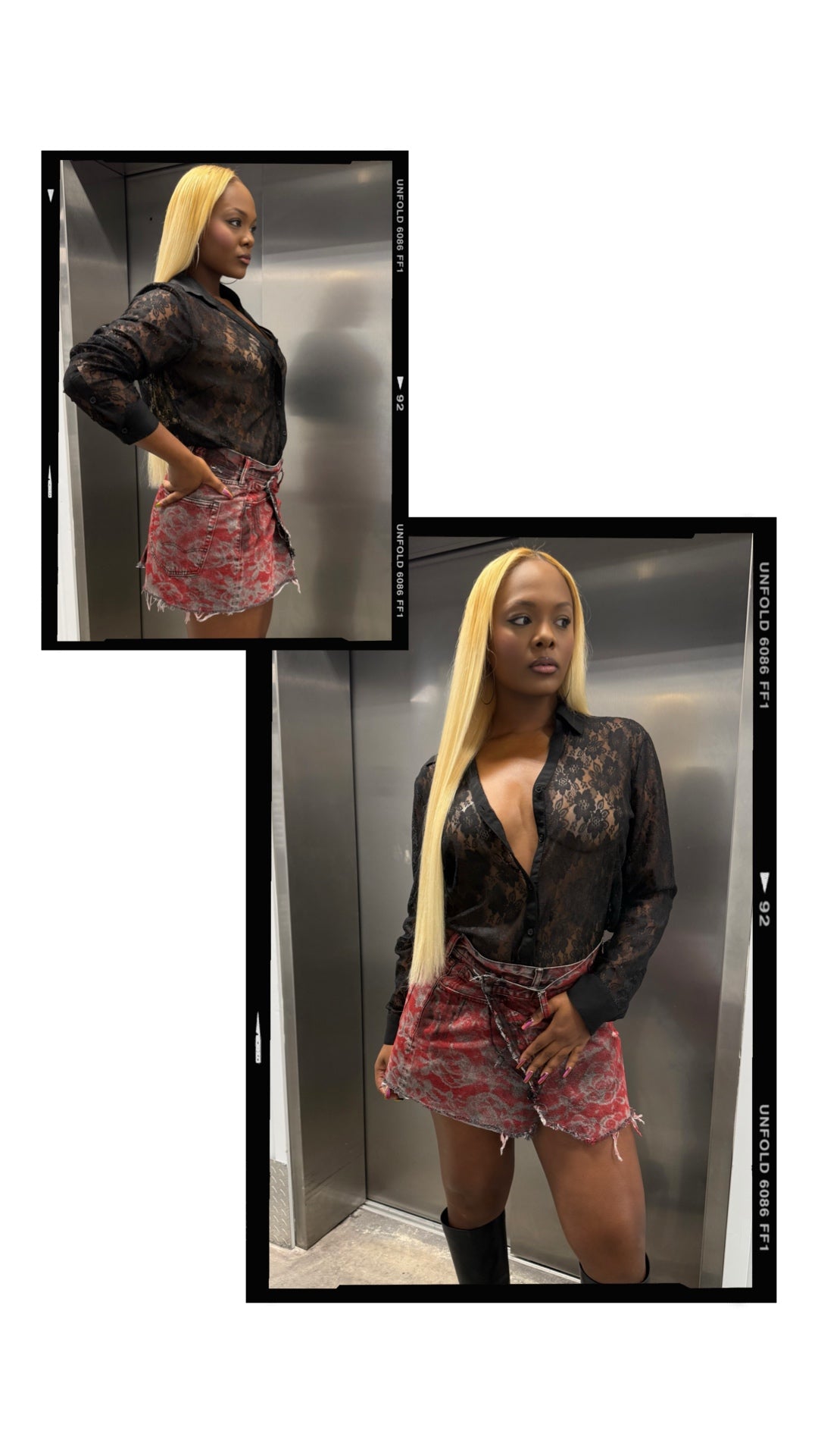 Red Lace Denim Wrap Skirt – Style Vault