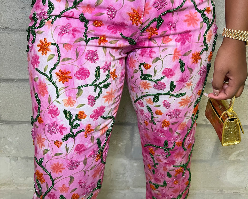 Floral Beaded Pants 001