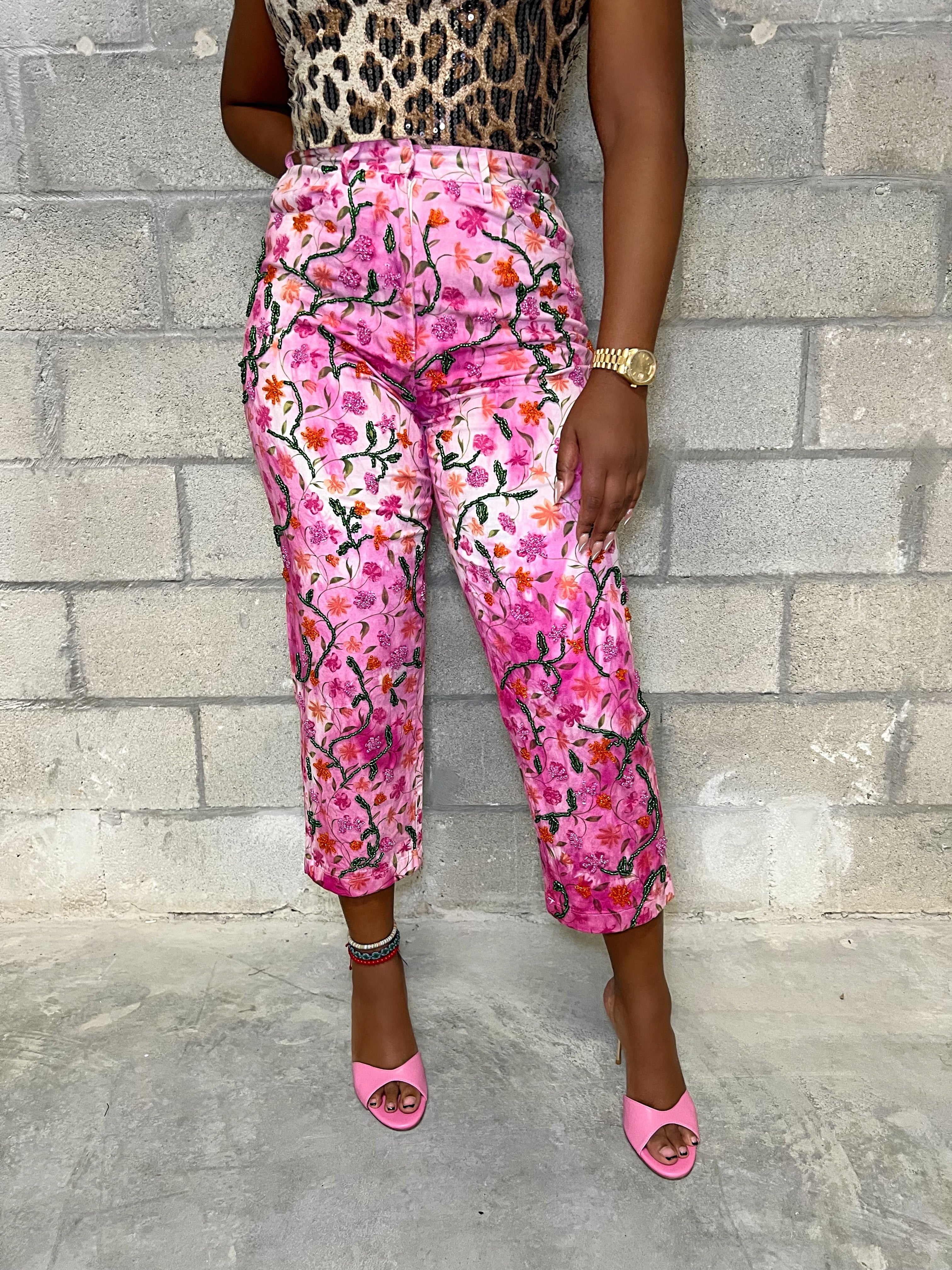 Floral Beaded Pants 001