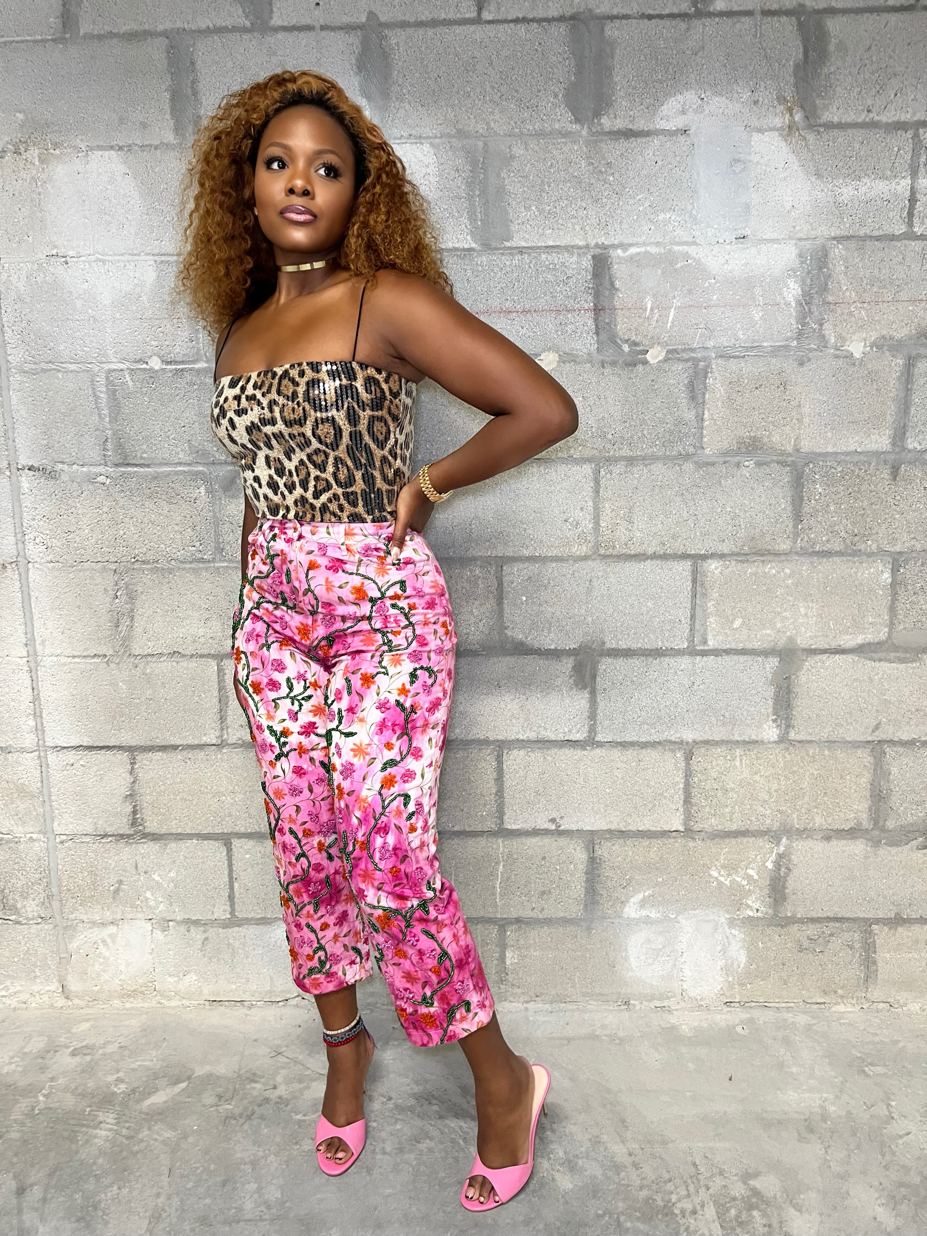 Floral Beaded Pants 001
