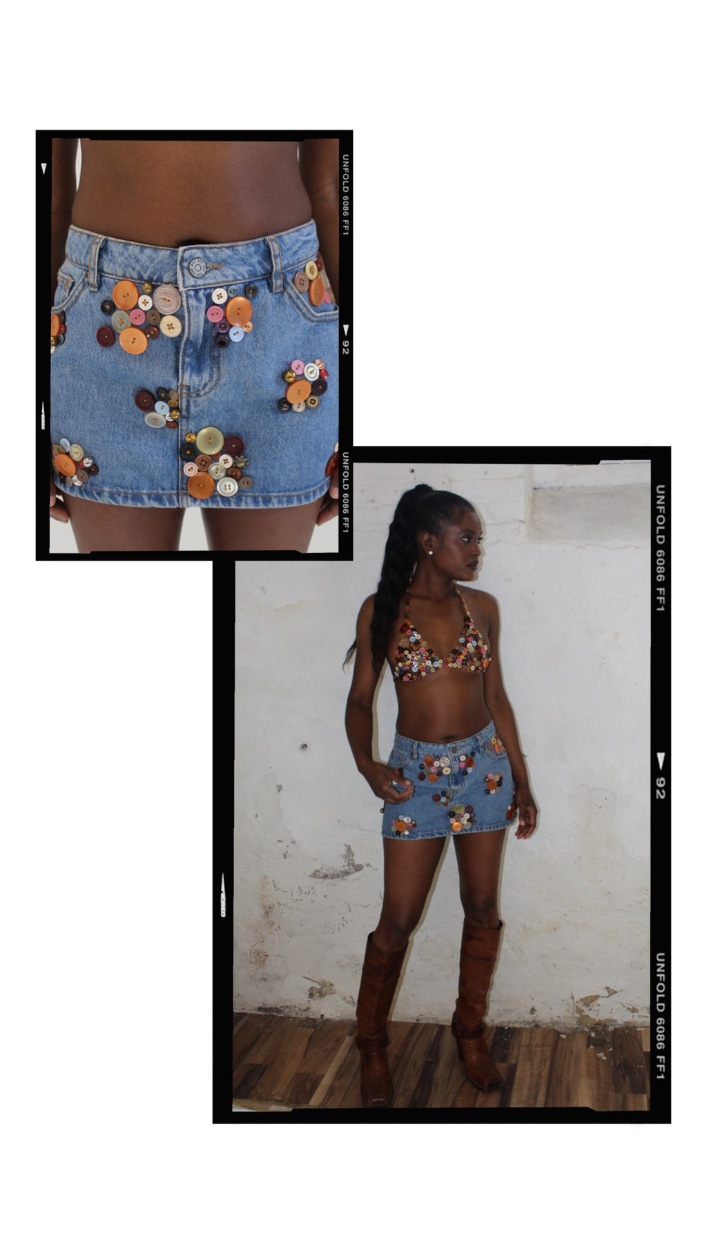 Denim Button Mini Skirt 001