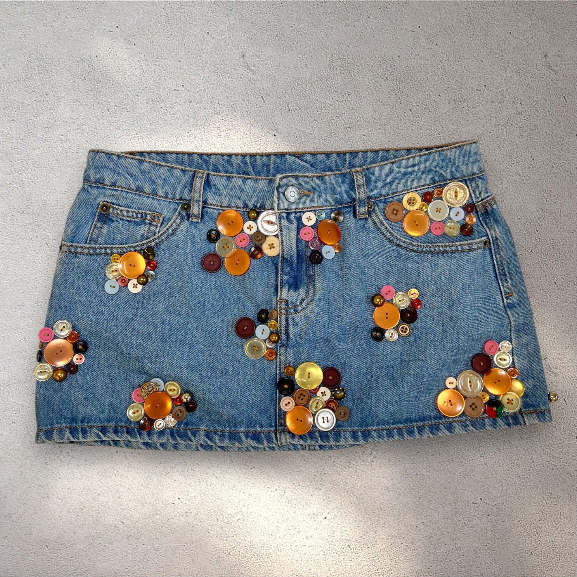 Denim Button Mini Skirt 001
