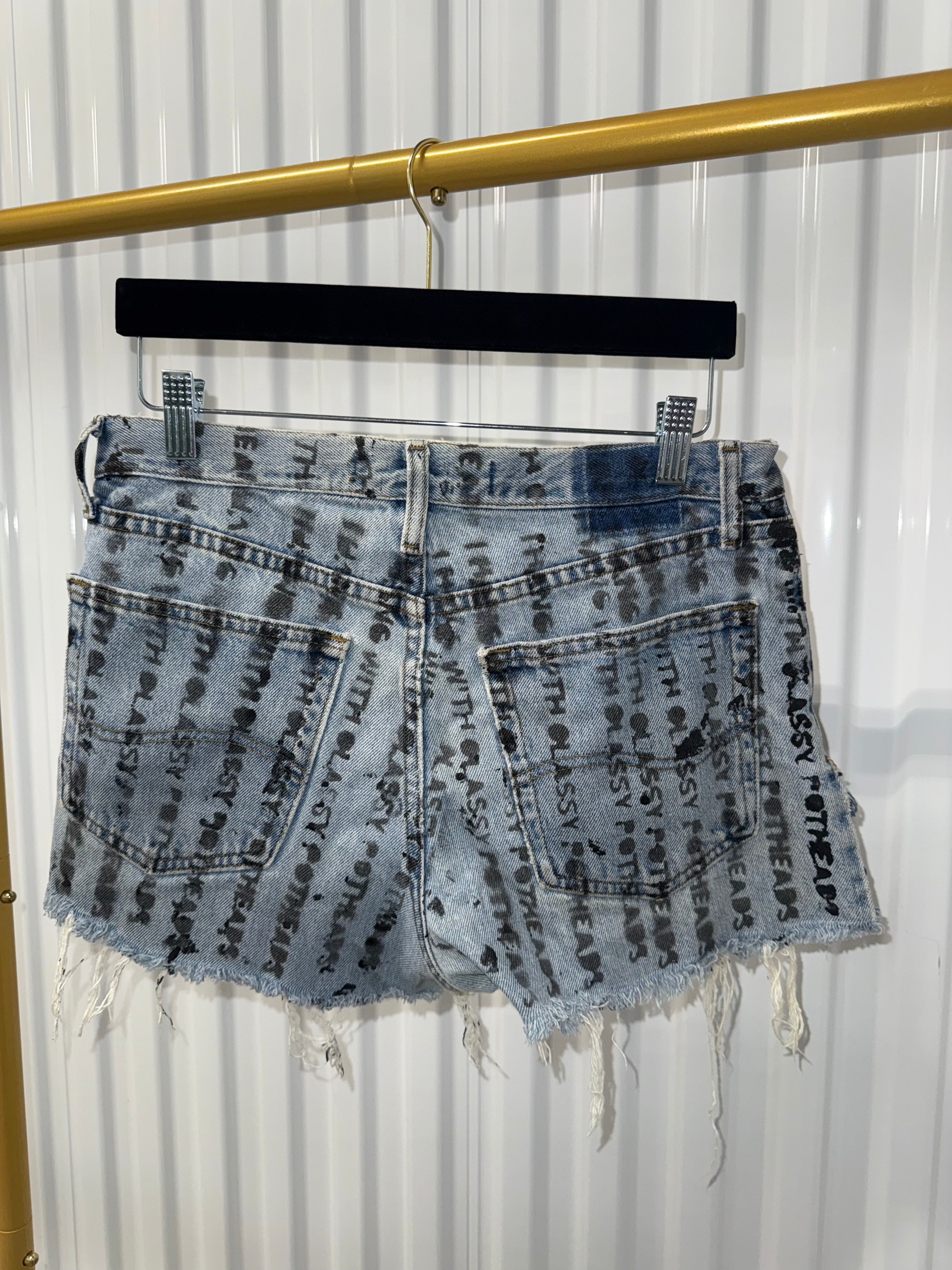 I hang with classy potheads denim shorts Size 12 001