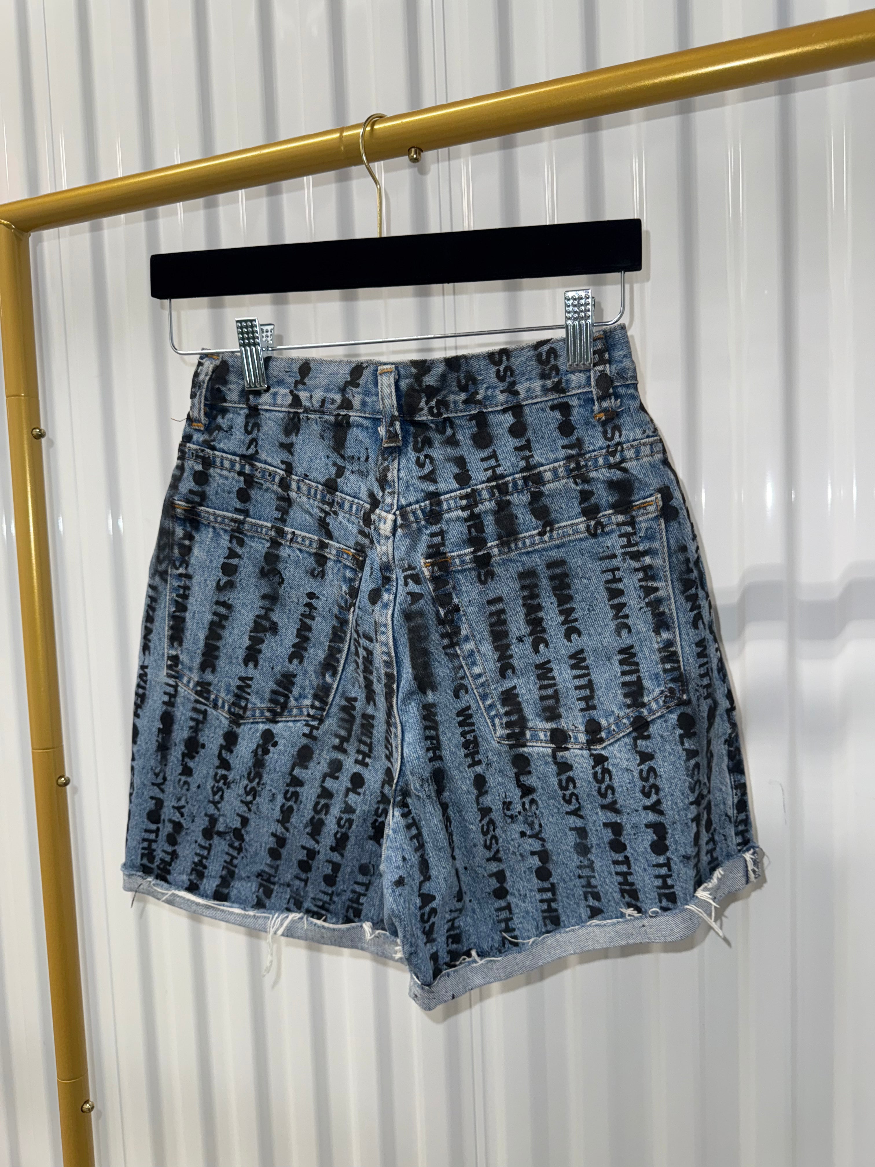 I hang with classy pothead denim shorts Size 4 001