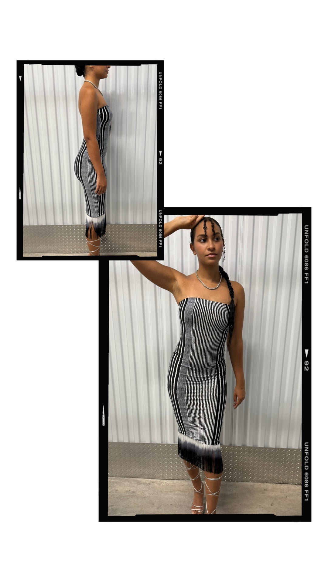 Striped Midi Tube Dress 001